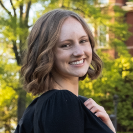 Megan, Georgia Tech 2023 grad, photographed at Tech Tower